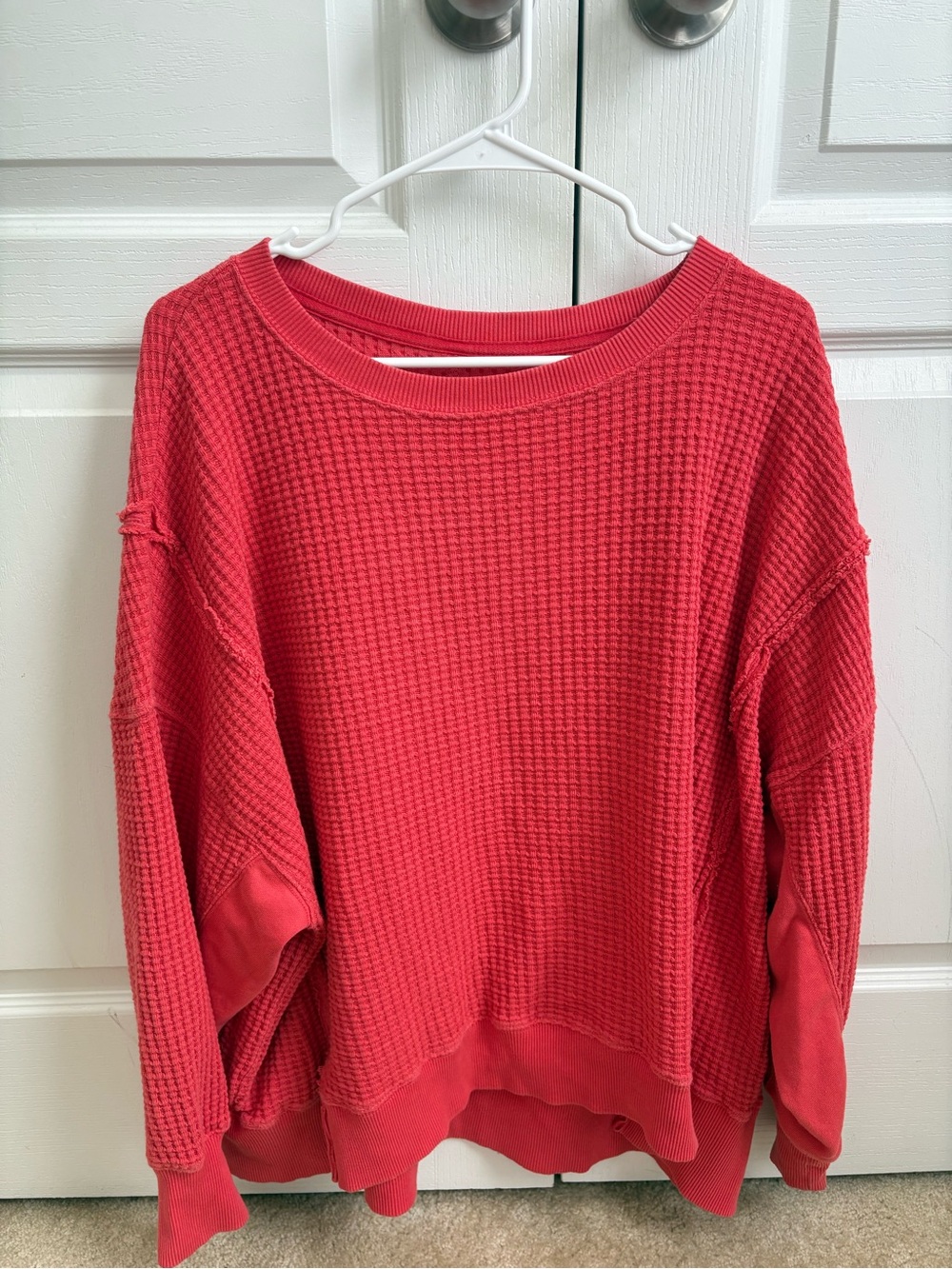 Aerie Waffle Knit Sweatshirt - Red